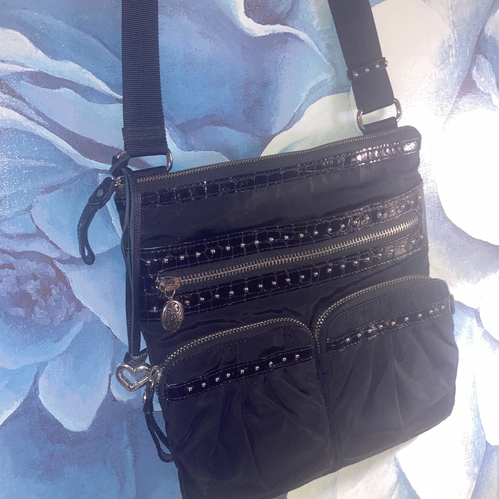 BRIGHTON Classic Black NYLON/GENUINE LEATHER TRIM  Crossbody Bag